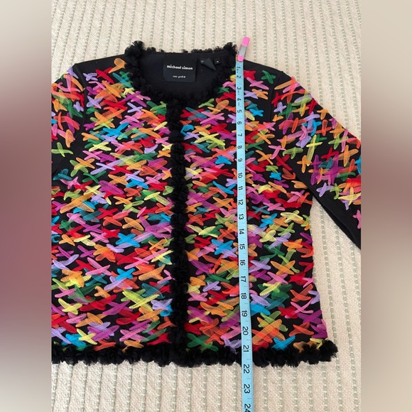 Vintage Michael Simon - Button Up - Colorful Ribbon - Cardigan Sweater - Size: M - Picture 5 of 9